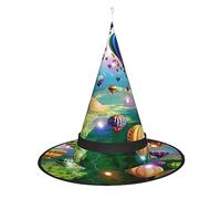 SamLng Hot Air Balloons Witch Hat - Halloween Costume Accessories for Party, Masquerade & Ladies Cosplay Dress - LED Light Cap