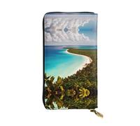 SamLng island of cuba Print Leather Long Clutch Wallet for Women â€“ Fashionable, and Lightweight Waterproof Leather Wallet, Black, One Size