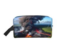 SamLng Kilauea Volcano Bloom Print Travel Toiletry Bag - Cosmetic Makeup Pouch for Men and Women, Portable Organizer for Daily Use, White, One Size