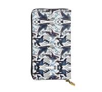 SamLng Killer Whale Print Leather Long Clutch Wallet for Women – Fashionable, and Lightweight Waterproof Leather Wallet, Black, One Size