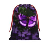SamLng Large Drawstring Gift Bag - Beautiful purple butterfly Perfect for Christmas, Holiday, & Party Favors - Candy Bags & Treat Sacks
