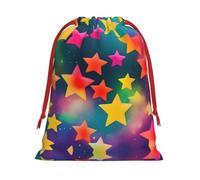 SamLng Large Drawstring Gift Bag - Colorful Rainbow Stars Perfect for Christmas, Holiday, & Party Favors - Candy Bags & Treat Sacks