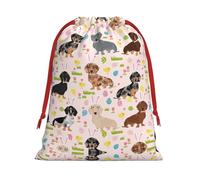 SamLng Large Drawstring Gift Bag - dog flower Perfect for Christmas, Holiday, & Party Favors - Candy Bags & Treat Sacks