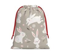 SamLng Large Drawstring Gift Bag - Easter Bunny Floral Perfect for Christmas, Holiday, & Party Favors - Candy Bags & Treat Sacks