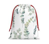 SamLng Large Drawstring Gift Bag - Eucalyptus Leaves Perfect for Christmas, Holiday, & Party Favors - Candy Bags & Treat Sacks