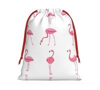 SamLng Large Drawstring Gift Bag - Flamingos on white Perfect for Christmas, Holiday, & Party Favors - Candy Bags & Treat Sacks
