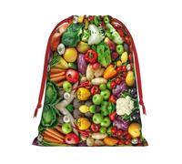 SamLng Large Drawstring Gift Bag - Fresh Fruits and Vegetables Perfect for Christmas, Holiday, & Party Favors - Candy Bags & Treat Sacks