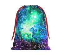 SamLng Large Drawstring Gift Bag - Green Blue Purple Galaxy Perfect for Christmas, Holiday, & Party Favors - Candy Bags & Treat Sacks