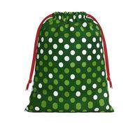 SamLng Large Drawstring Gift Bag - Green Polka Dots Perfect for Christmas, Holiday, & Party Favors - Candy Bags & Treat Sacks