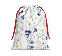 SamLng Large Drawstring Gift Bag - Hand Drawn Flower Perfect for Christmas, Holiday, & Party Favors - Candy Bags & Treat Sacks