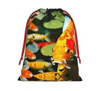 SamLng Large Drawstring Gift Bag - Japanese Pretty Koi Fish Perfect for Christmas, Holiday, & Party Favors - Candy Bags & Treat Sacks
