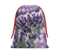 SamLng Large Drawstring Gift Bag - Lavender flower Perfect for Christmas, Holiday, & Party Favors - Candy Bags & Treat Sacks