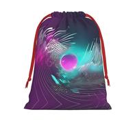 SamLng Large Drawstring Gift Bag - Music sound wave Perfect for Christmas, Holiday, & Party Favors - Candy Bags & Treat Sacks