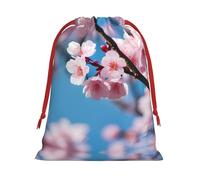 SamLng Large Drawstring Gift Bag - Pink Cherry Blossoms Perfect for Christmas, Holiday, & Party Favors - Candy Bags & Treat Sacks