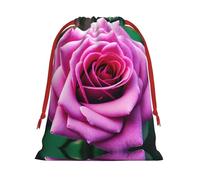 SamLng Large Drawstring Gift Bag - Purple Rose Flower Perfect for Christmas, Holiday, & Party Favors - Candy Bags & Treat Sacks