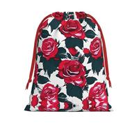 SamLng Large Drawstring Gift Bag - Rose Flower Floral Picture Perfect for Christmas, Holiday, & Party Favors - Candy Bags & Treat Sacks