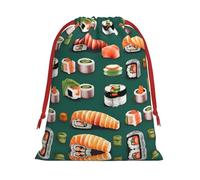 SamLng Large Drawstring Gift Bag - Sushi Food Pattern Perfect for Christmas, Holiday, & Party Favors - Candy Bags & Treat Sacks