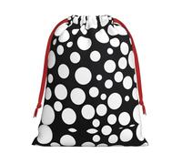 SamLng Large Drawstring Gift Bags - Black And White Polka Dot Christmas Gift Bags, Holiday for Xmas Presents, Candy Bags, Treat Sacks
