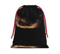 SamLng Large Drawstring Gift Bags - Gold Black Sand Christmas Gift Bags, Holiday for Xmas Presents, Candy Bags, Treat Sacks