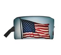 SamLng Large Travel Cosmetic Bag – American Flag pattern Full-Print Design, Portable Toiletry Organizer, Multi-Use Pouch for Makeup, White, One Size