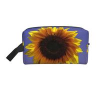 SamLng Large Travel Cosmetic Bag â€“ Bloom Sunflower Full-Print Design, Portable Toiletry Organizer, Multi-Use Pouch for Makeup, White, One Size