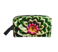 SamLng Large Travel Cosmetic Bag – Blooming Cactus Flower Full-Print Design, Portable Toiletry Organizer, Multi-Use Pouch for Makeup, White, One Size