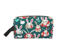 SamLng Large Travel Cosmetic Bag â€“ Bunny Rabbits Full-Print Design, Portable Toiletry Organizer, Multi-Use Pouch for Makeup, White, One Size, White, One Size
