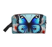 SamLng Large Travel Cosmetic Bag – Butterfly and flowers Full-Print Design, Portable Toiletry Organizer, Multi-Use Pouch for Makeup, White, One Size