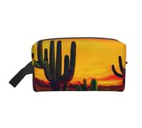 SamLng Large Travel Cosmetic Bag â€“ Cactus in Desert Full-Print Design, Portable Toiletry Organizer, Multi-Use Pouch for Makeup, White, One Size