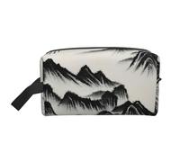 SamLng Large Travel Cosmetic Bag â€“ Chinese Landscape Painting Full-Print Design, Portable Toiletry Organizer, Multi-Use Pouch for Makeup, White, One Size