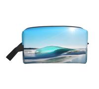 SamLng Large Travel Cosmetic Bag â€“ Clear Sky Wave Beach Full-Print Design, Portable Toiletry Organizer, Multi-Use Pouch for Makeup, White, One Size