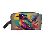 SamLng Large Travel Cosmetic Bag â€“ Colorful Bird Full-Print Design, Portable Toiletry Organizer, Multi-Use Pouch for Makeup, White, One Size
