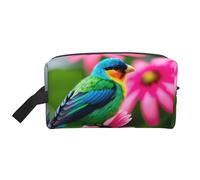 SamLng Large Travel Cosmetic Bag – Colorful Flowers and Bird Full-Print Design, Portable Toiletry Organizer, Multi-Use Pouch for Makeup, White, One Size, White, One Size