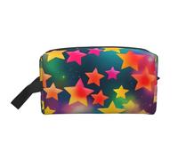 SamLng Large Travel Cosmetic Bag – Colorful Rainbow Stars Full-Print Design, Portable Toiletry Organizer, Multi-Use Pouch for Makeup, White, One Size, White, One Size
