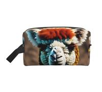 SamLng Large Travel Cosmetic Bag â€“ Cute Alpaca Llama Full-Print Design, Portable Toiletry Organizer, Multi-Use Pouch for Makeup, White, One Size