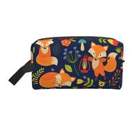 SamLng Large Travel Cosmetic Bag â€“ Cute Animal Fox Flower Full-Print Design, Portable Toiletry Organizer, Multi-Use Pouch for Makeup, White, One Size