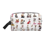 SamLng Large Travel Cosmetic Bag – Cute Chihuahua Pug Pattern Full-Print Design, Portable Toiletry Organizer, Multi-Use Pouch for Makeup, White, One Size, White, One Size