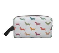 SamLng Large Travel Cosmetic Bag â€“ Cute Dachshound Dogs Full-Print Design, Portable Toiletry Organizer, Multi-Use Pouch for Makeup, White, One Size