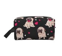SamLng Large Travel Cosmetic Bag – Cute Pug Full-Print Design, Portable Toiletry Organizer, Multi-Use Pouch for Makeup, White, One Size, White, One Size