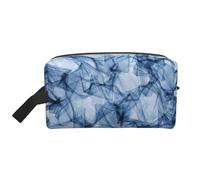 SamLng Large Travel Cosmetic Bag â€“ dark blue marble Full-Print Design, Portable Toiletry Organizer, Multi-Use Pouch for Makeup, White, One Size