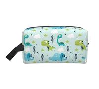 SamLng Large Travel Cosmetic Bag â€“ Dinosaur pattern Full-Print Design, Portable Toiletry Organizer, Multi-Use Pouch for Makeup, White, One Size