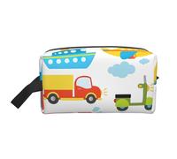 SamLng Large Travel Cosmetic Bag – Diversified transportation Full-Print Design, Portable Toiletry Organizer, Multi-Use Pouch for Makeup, White, One Size