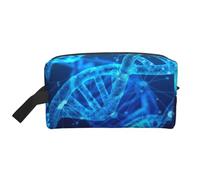 SamLng Large Travel Cosmetic Bag â€“ DNA Chain Photo Full-Print Design, Portable Toiletry Organizer, Multi-Use Pouch for Makeup, White, One Size