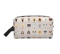 SamLng Large Travel Cosmetic Bag â€“ Dog breed Full-Print Design, Portable Toiletry Organizer, Multi-Use Pouch for Makeup, White, One Size