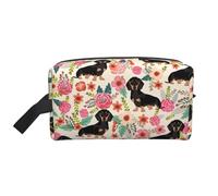 SamLng Large Travel Cosmetic Bag â€“ Dog Floral Full-Print Design, Portable Toiletry Organizer, Multi-Use Pouch for Makeup, White, One Size