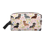 SamLng Large Travel Cosmetic Bag â€“ dog flower Full-Print Design, Portable Toiletry Organizer, Multi-Use Pouch for Makeup, White, One Size