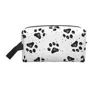 SamLng Large Travel Cosmetic Bag â€“ Dog Paw Pattern Full-Print Design, Portable Toiletry Organizer, Multi-Use Pouch for Makeup, White, One Size
