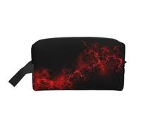 SamLng Large Travel Cosmetic Bag – Explosion Burst Red Black Full-Print Design, Portable Toiletry Organizer, Multi-Use Pouch for Makeup, White, One Size