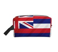 SamLng Large Travel Cosmetic Bag – Flag of Hawaii American Full-Print Design, Portable Toiletry Organizer, Multi-Use Pouch for Makeup, White, One Size