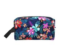 SamLng Large Travel Cosmetic Bag â€“ Floral blue Full-Print Design, Portable Toiletry Organizer, Multi-Use Pouch for Makeup, White, One Size